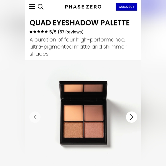 5/75$ PHASE ZERO MAKE UP - Quad Eyeshadow Palette in Santorini - Picture 14 of 16